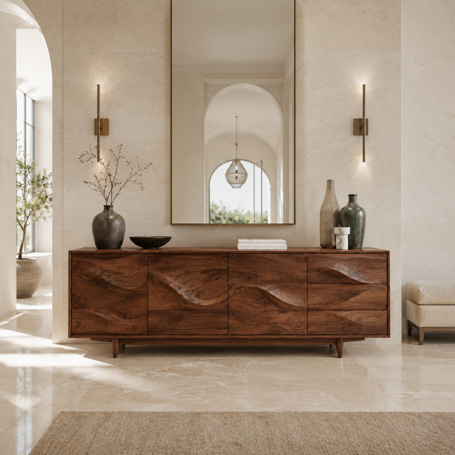 Wave Sideboard – Solid Wood Storage Cabinet for Living Room Hover Image