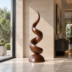 Spiral Flame Wood Floor Sculpture