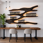 Wooden Wall-Mounted Wine Rack – Sculptural Display
