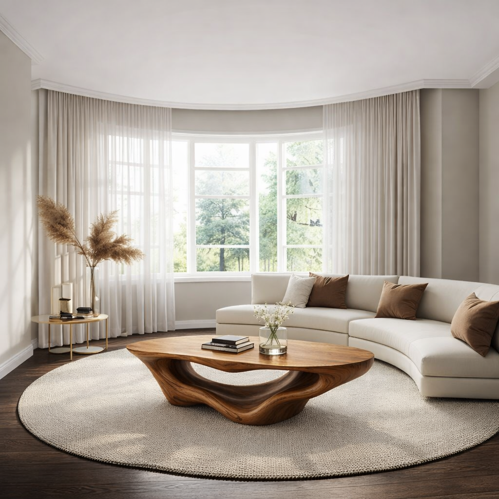 Handcrafted Solid Wood Coffee Table – Sculptural Organic Design