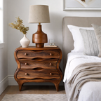 Organic Sculpted Wooden Nightstand with Drawers – Modern Bedside Table