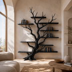 Tree Branch Bookcase – Solid Wood Display Shelf for Living Room
