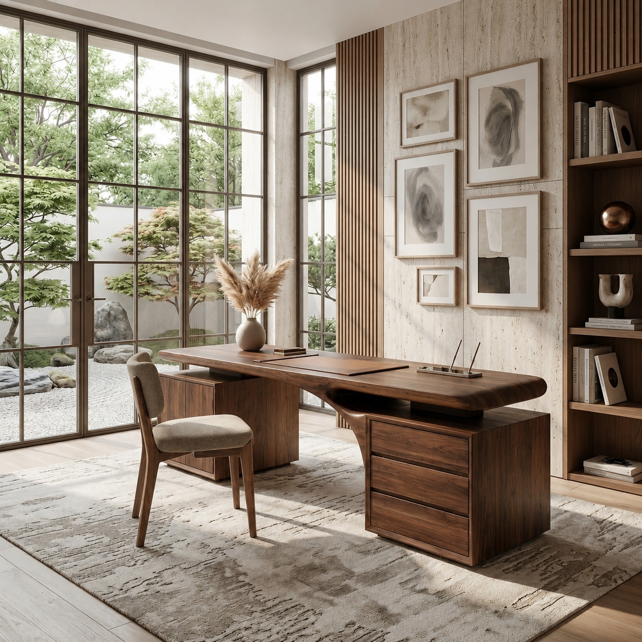 Executive Desk – Solid Wood Desk with Drawer Storage for Home Office