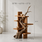 Branch Wood Display Shelf – Solid Wood Standing Shelf with Natural Driftwood Accent