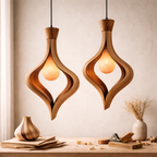 Sculptural Wooden Pendant Light – Organic Hanging Lamp for Modern Interiors