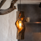 Sculptural Hanging Lamp – Solid Wood Cutout Pendant Light for Modern Home Deco