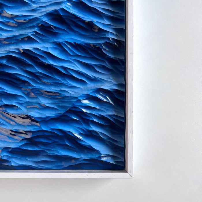 Handcrafted 3D Ocean Wave Wood Carving – Framed Wall Art