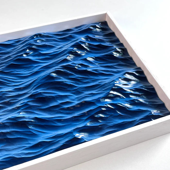 Handcrafted 3D Ocean Wave Wood Carving – Framed Wall Art