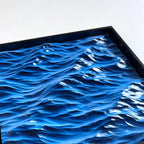 Handcrafted 3D Ocean Wave Wood Carving – Framed Wall Art