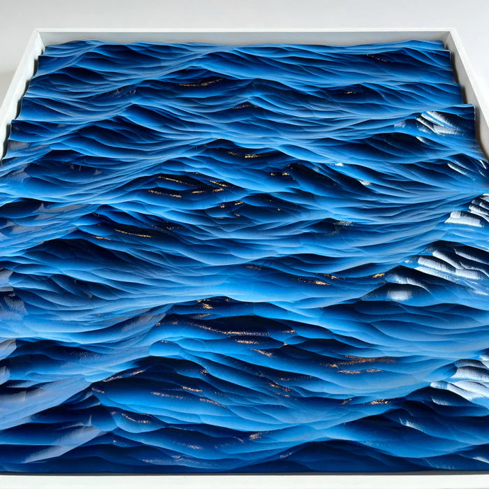 Hand-Carved Wooden Ocean Wave Wall Art – 3D Coastal Sculpture