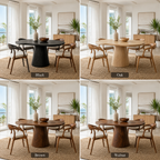 Round Wood Dining Table – Solid Wood Pedestal Table for Dining Room Decor