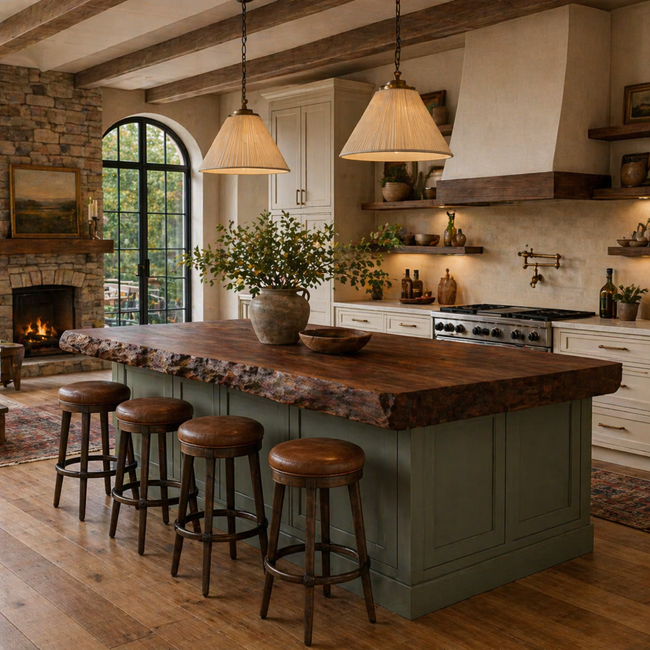 Natural Edge Kitchen Island – Solid Wood Island with Countertop Main Image