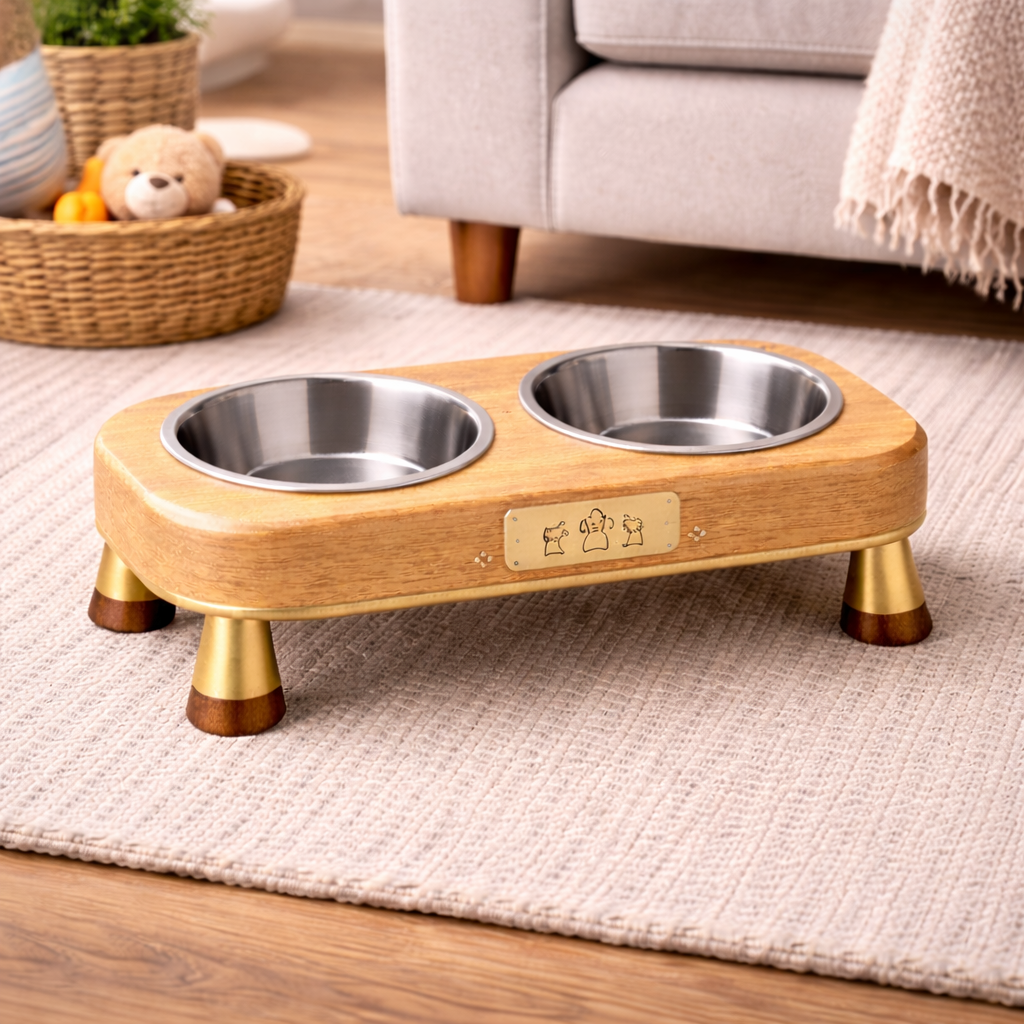 Personalized Wooden Pet Feeding Station – Custom Dog Bowl Stand