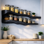 Wall-Mounted Spice Rack – Solid Wood Kitchen Organizer