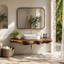 Live Edge Wood Floating Bathroom Vanity – Solid Wood Wall Mounted Sink Console for Bathroom Decor