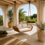 Wood Hanging Swing Sofa – Solid Wood Porch Swing with Cushions for Outdoor Decor