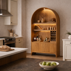 Arched Display Cabinet – Wooden Storage Cabinet with Integrated Lighting