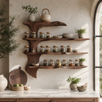Wall-Mounted Spice Rack – Solid Wood Kitchen Organizer Shelf