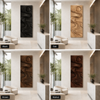 Carved Wood Wall Art – Solid Wood Vertical Wall Sculpture for Living Room Decor