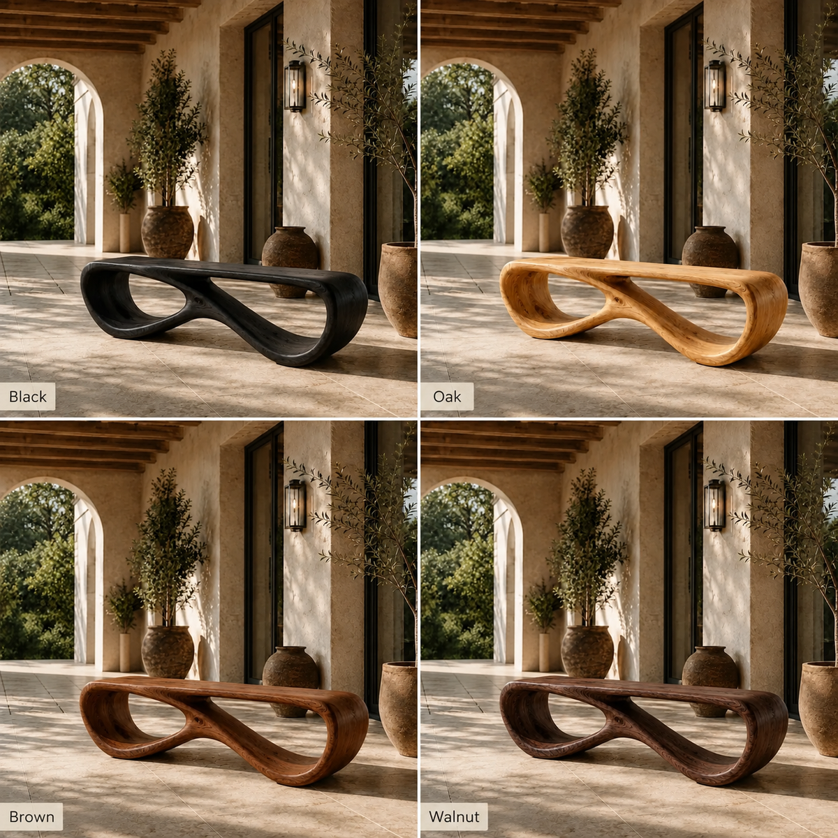 Infinity Bench – Sculptural Solid Wood Bench for Modern Living Room