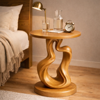 Twisted Side Table – Sculptural Solid Wood Table for Modern Living Room