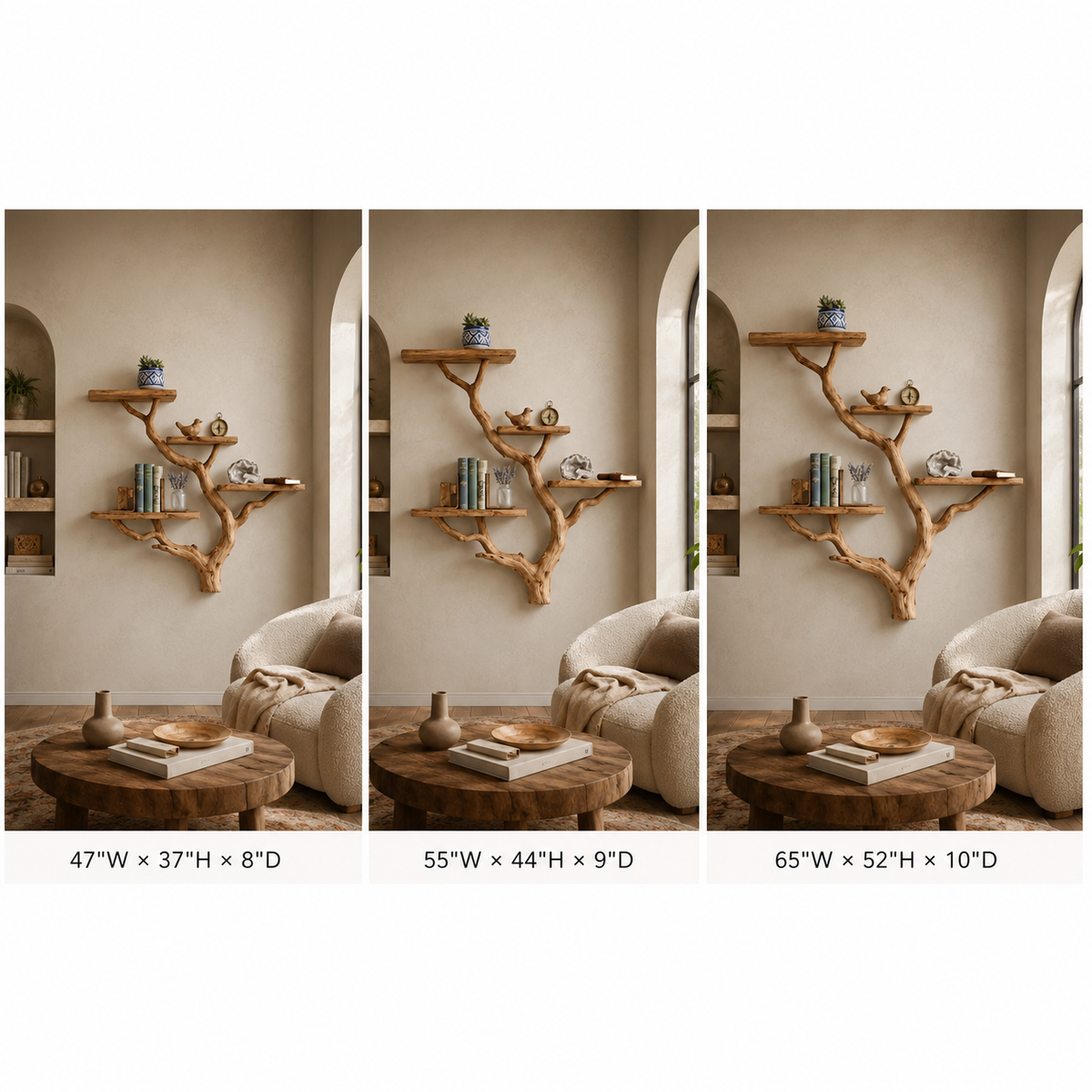 Tree Branch Wall Shelf – Solid Wood Display Shelf for Home Decor