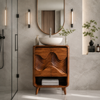 Carved Wood Bathroom Vanity – Solid Wood Sink Cabinet for Bathroom Decor