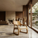 Sculptural Lounge Chair – Solid Wood Accent Chair with Cushioned Seat