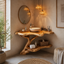 Tree Root Bathroom Vanity Shelf – Handmade Solid Wood Floating Vanity for Organic Luxury Bathrooms