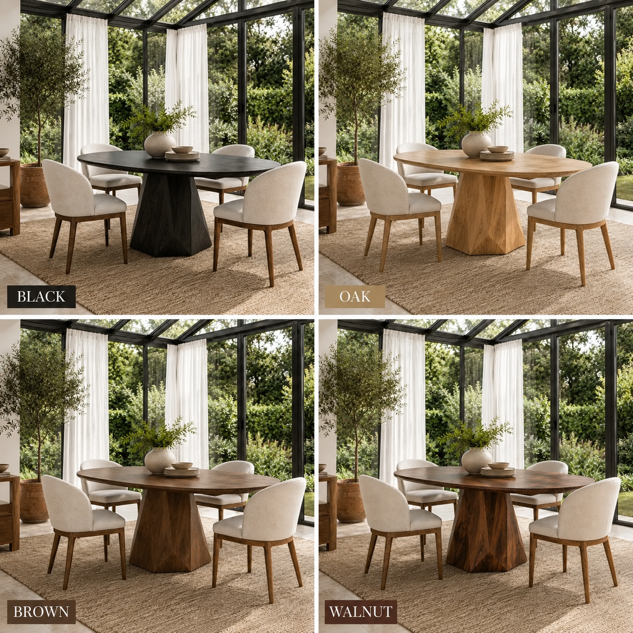 Oval Wood Dining Table – Solid Wood Pedestal Table for Dining Room Decor