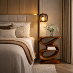 Curved Side Table – Sculptural Solid Wood Table for Living Room or Bedroom