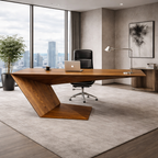Modern Sculptural Wooden Office Desk – Executive Work Table