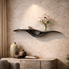 Curved Floating Shelf – Sculptural Solid Wood Wall Shelf for Living Room