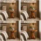 Tree Stump Nightstand – Solid Wood Bedside Table for Bedroom