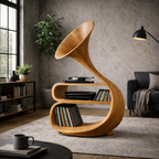 Gramophone Turntable Stand – Solid Wood LP Storage Cabinet