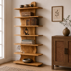 Tall Bookcase – Solid Wood Display Shelf for Living Room