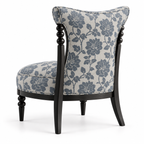 Floral Upholstered Accent Chair with Turned Wood Details
