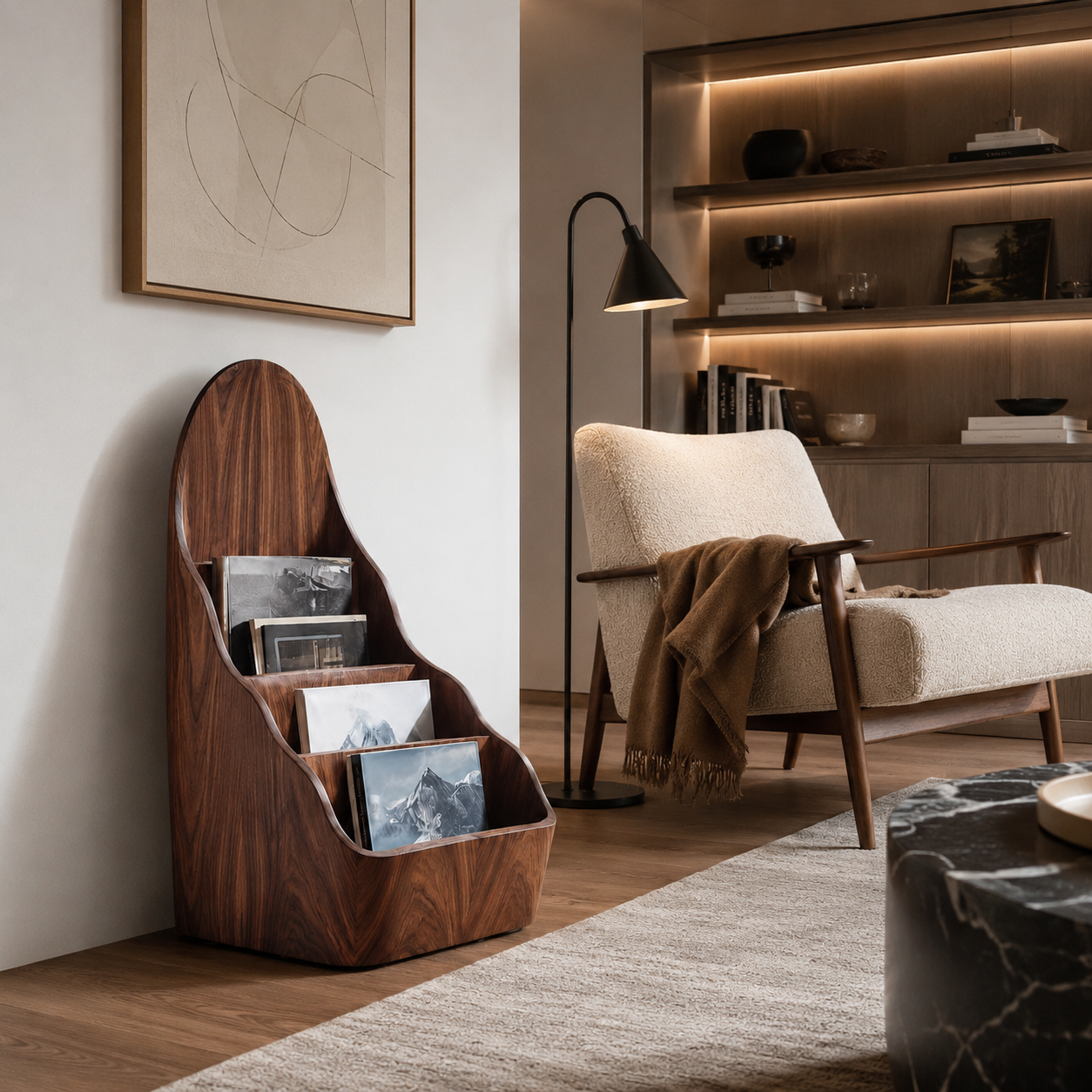 Magazine Rack – Solid Wood Display Stand for Living Room
