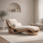 Organic Chaise Lounge – Sculptural Solid Wood Chair for Luxury Living Room