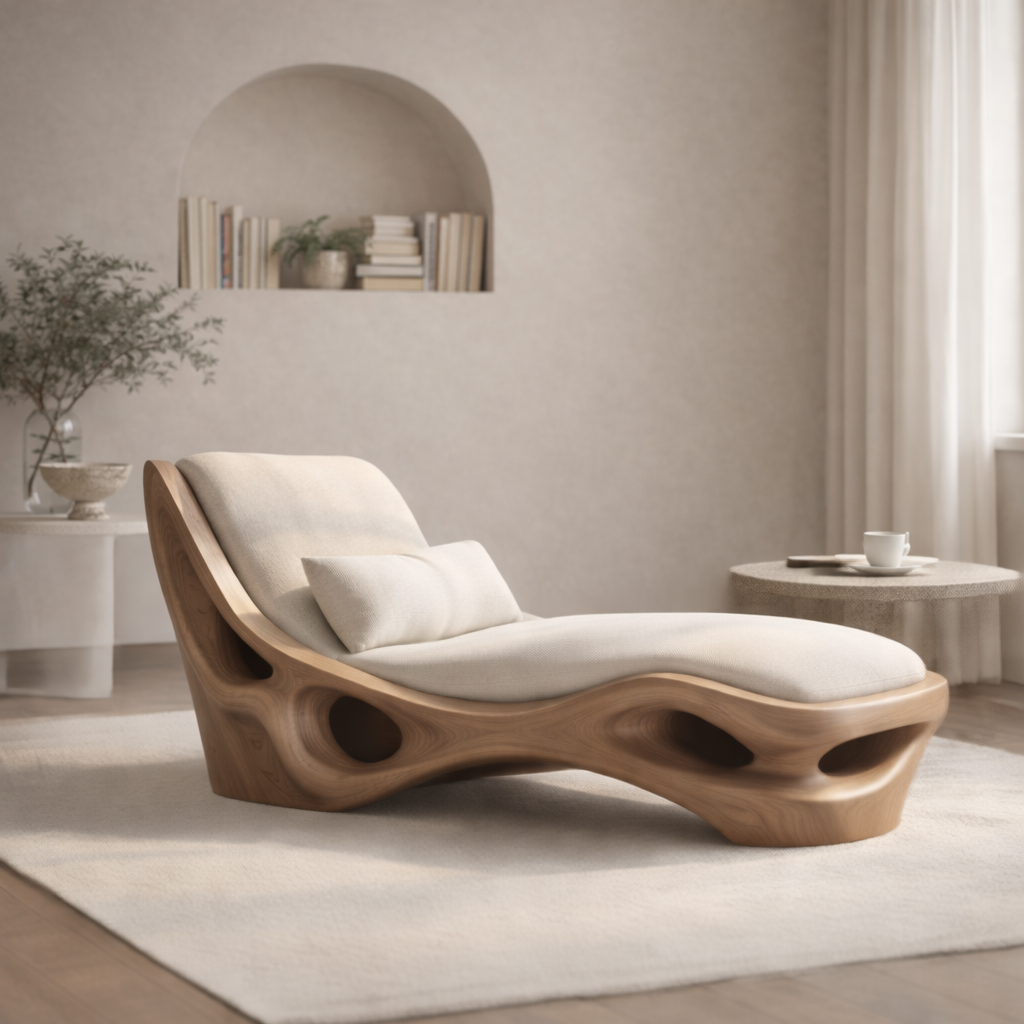 Organic Chaise Lounge – Sculptural Solid Wood Chair for Luxury Living Room