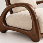 Sculptural Wood Frame Bouclé Lounge Chair