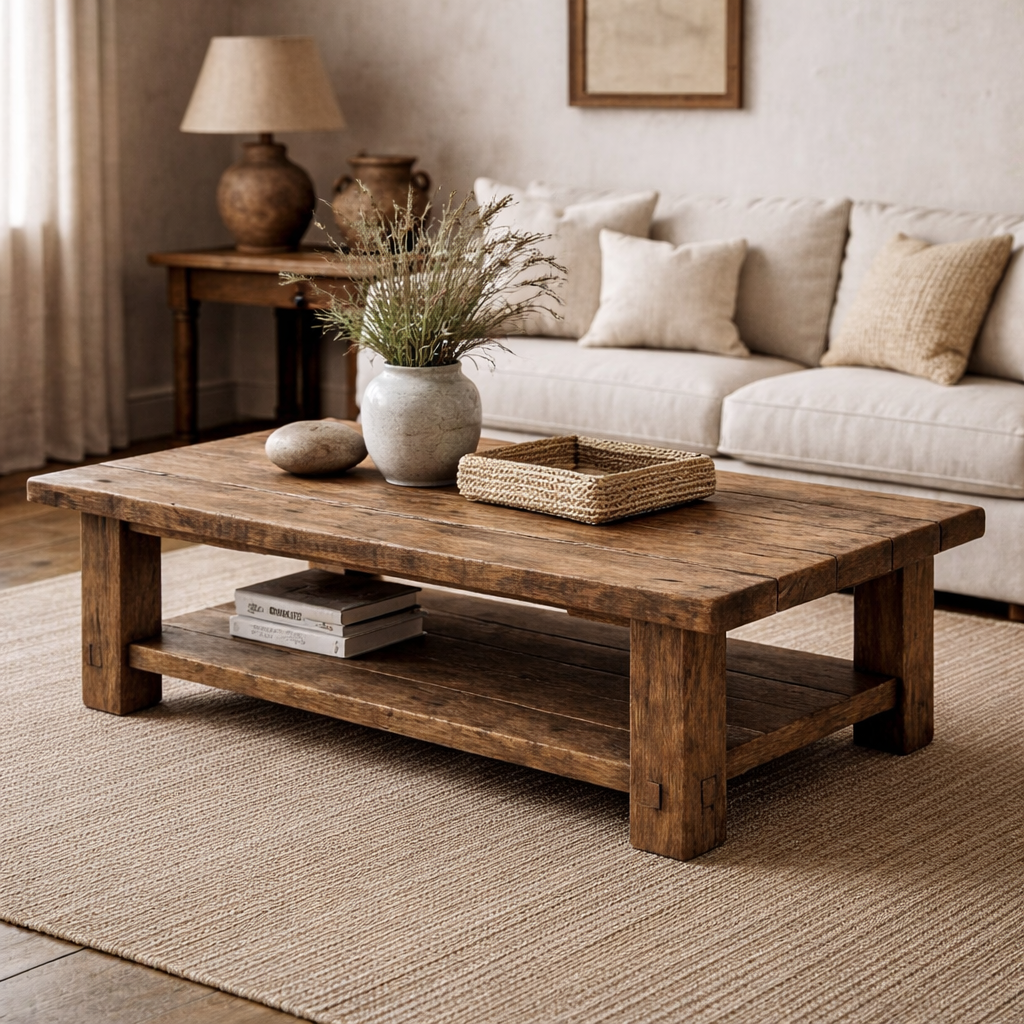 Solid Wood Coffee Table – Modern Natural Furniture for Living Rooms