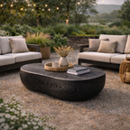 Organic Outdoor Coffee Table – Solid Wood Table for Patio and Garden