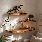Live Edge Floating Shelves – Solid Wood Wall Shelves for Home Decor