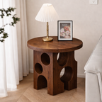Handcrafted Solid Wood Sculptural Side Table – Modern Geometric Accent