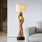 Sculptural Solid Wood Floor Lamp – Hand-Carved Organic Design