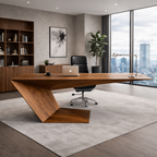 Modern Sculptural Wooden Office Desk – Executive Work Table
