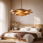 Wave-Inspired Solid Wood Pendant Light – Artistic Ceiling Lighting