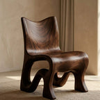 Sculptural Accent Chair – Solid Wood Lounge Chair for Modern Living Room