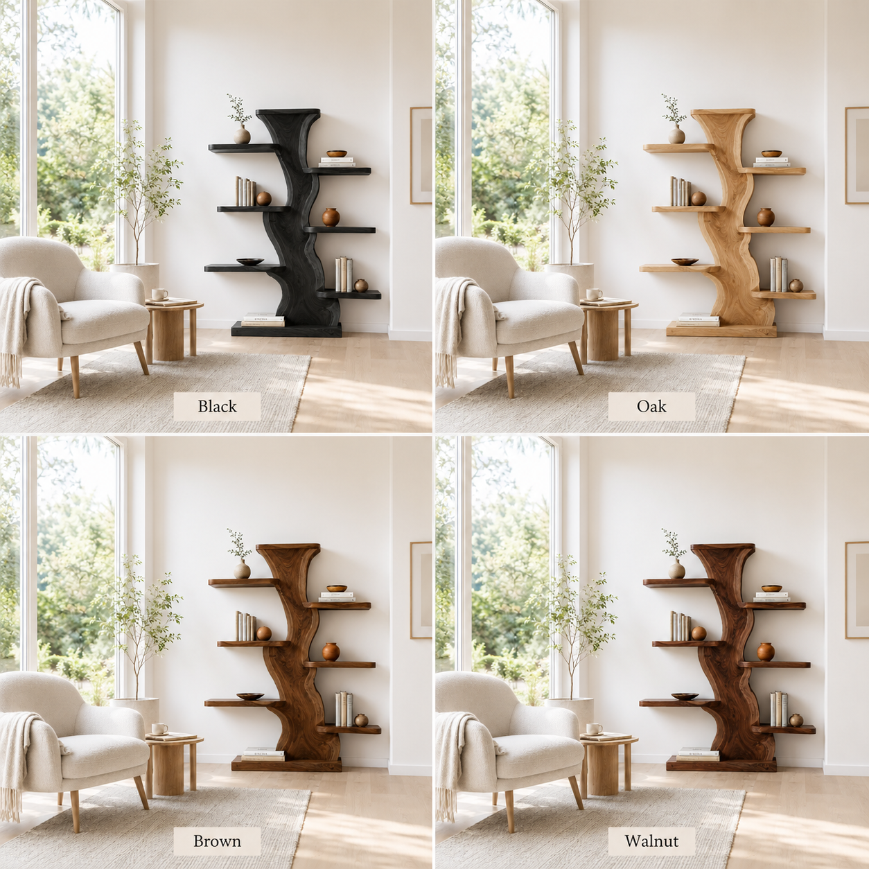 Tree Trunk Wood Bookshelf – Solid Wood Display Shelf for Living Room Decor